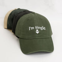 I'm Single Embroidered Hat, Funny Relationship Status Cap, Low Profile Dad Hat, Singles Night Conversation Starter, Everyday Cap Gift