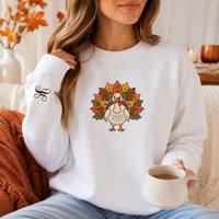 Personalized Turkey Embroidered Sweatshirt, Thanksgiving Hoodie, Custom Initial Shirt, Holiday Crewneck, Fall Gift for Mom and Grandma
