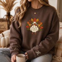Personalized Turkey Embroidered Sweatshirt, Thanksgiving Hoodie, Custom Initial Shirt, Holiday Crewneck, Fall Gift for Mom and Grandma