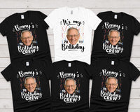 Personalized 70th Birthday Photo Shirt, Custom Face Birthday Crew Tee, Matching Family Party Outfit, Born in 1956 Shirt, Gift for Him