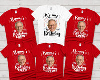 Personalized 70th Birthday Photo Shirt, Custom Face Birthday Crew Tee, Matching Family Party Outfit, Born in 1956 Shirt, Gift for Him