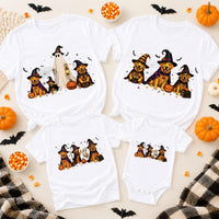 Golden Retriever Halloween Family Shirts, Matching Dog Lover Tee Set, Witch Ghost Pumpkin Kids and Baby Outfit, Spooky Season Group Gift