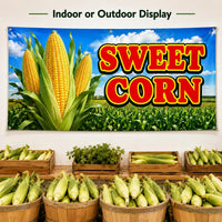 Sweet Corn Vinyl Banner, Fresh Produce Farm Stand Display, Waterproof Roadside Market Banner, Outdoor Shop Sign, Small Business Sign