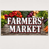 Farmers Market Vinyl Banner Sign, Fresh Produce Stand Display, Waterproof Outdoor Shop Sign, Rustic Market Booth Banner, Local Food Decor