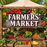 Farmers Market Vinyl Banner Sign, Fresh Produce Stand Display, Waterproof Outdoor Shop Sign, Rustic Market Booth Banner, Local Food Decor