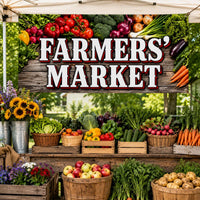 Farmers Market Vinyl Banner Sign, Fresh Produce Stand Display, Waterproof Outdoor Shop Sign, Rustic Market Booth Banner, Local Food Decor
