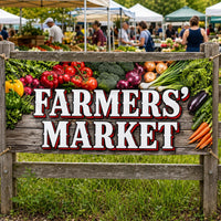 Farmers Market Vinyl Banner Sign, Fresh Produce Stand Display, Waterproof Outdoor Shop Sign, Rustic Market Booth Banner, Local Food Decor