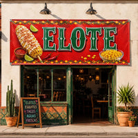 Elote Mexican Street Corn Vinyl Banner, Red Food Stand Sign, Waterproof Event Table Banner, Fiesta Vendor Display, Vendor Booth Sign