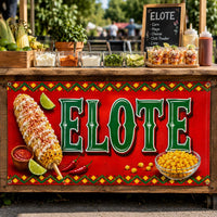 Elote Mexican Street Corn Vinyl Banner, Red Food Stand Sign, Waterproof Event Table Banner, Fiesta Vendor Display, Vendor Booth Sign