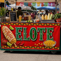 Elote Mexican Street Corn Vinyl Banner, Red Food Stand Sign, Waterproof Event Table Banner, Fiesta Vendor Display, Vendor Booth Sign