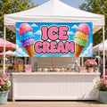 Ice Cream Vinyl Banner Sign, Colorful Waffle Cone Shop Display, Waterproof Outdoor Display, Vendor Booth Banner, Small Business Sign