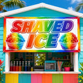 Shaved Ice Vinyl Banner Sign, Rainbow Snow Cone Stand Decor, Waterproof Outdoor Display, Vendor Booth Banner, Outdoor Advertising Sign
