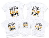 Personalized New Year Crew 2027 Shirt, Custom Family Name Tee, Matching New Years Eve Party Top, Adult Kids Baby Outfit, Holiday Gift