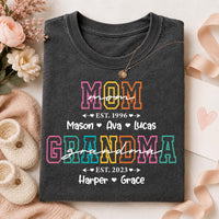 Personalized Mom and Grandma Shirt, Custom Kids and Grandkids Names Tee, Retro Est Year Sweatshirt, Mother's Day Gift, Gift for Grandma