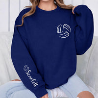 Personalized Volleyball Sweatshirt, Custom Name Crewneck, Minimal Sports Team Pullover, Volleyball Player Gift, Team Mom Gift, Front Sleeve