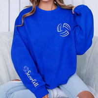 Personalized Volleyball Sweatshirt, Custom Name Crewneck, Minimal Sports Team Pullover, Volleyball Player Gift, Team Mom Gift, Front Sleeve