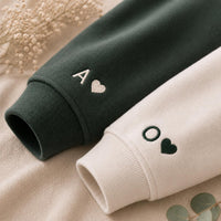 Personalized Couples Embroidered Quarter Zip Sweatshirt, Matching Puzzle Heart Tops, Custom Initial Sleeves, Anniversary Wear, Couple Gift