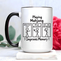 Personalized Mahjong Coffee Mug, Custom Name Coffee Cup, Playing Mahjong Improves Memory Design, Funny Office Mug, Funny Gift for Player