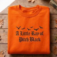 Halloween Embroidered Sweatshirt, Gothic Spooky Season Hoodie, A Little Ray of Pitch Black Shirt, Funny Crewneck, Fall Gift for Her