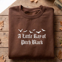 Halloween Embroidered Sweatshirt, Gothic Spooky Season Hoodie, A Little Ray of Pitch Black Shirt, Funny Crewneck, Fall Gift for Her