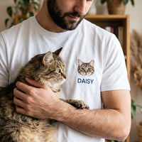 Custom Pet Portrait Embroidered Shirt, Personalized Pet Name Hoodie, Cat Lover Sweatshirt, Memorial Keepsake Tee, Gift for Cat Lover