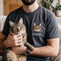 Custom Pet Portrait Embroidered Shirt, Personalized Pet Name Hoodie, Cat Lover Sweatshirt, Memorial Keepsake Tee, Gift for Cat Lover