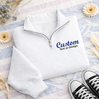 Personalized Logo Embroidered Quarter Zip Sweatshirt, Custom Company Pullover, Corporate Team Apparel, Business Uniform Top, Employee Gift