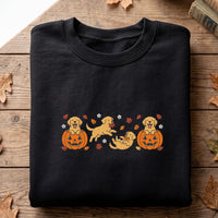 Golden Retriever Embroidered Sweatshirt, Cute Dog Hoodie, Halloween Pumpkin Puppy Shirt, Golden Retriever Crewneck, Gift for Dog Lover
