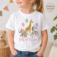 Personalized Safari Birthday Shirt, Custom Name Zoo Animal Tee, Toddler Jungle Party Outfit, Cute Kids T-Shirt, Birthday Gift for Child