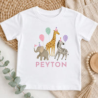 Personalized Safari Birthday Shirt, Custom Name Zoo Animal Tee, Toddler Jungle Party Outfit, Cute Kids T-Shirt, Birthday Gift for Child
