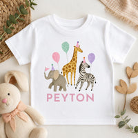 Personalized Safari Birthday Shirt, Custom Name Zoo Animal Tee, Toddler Jungle Party Outfit, Cute Kids T-Shirt, Birthday Gift for Child