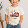 Personalized Fire Truck Birthday Shirt, Custom Name and Age Toddler Tee, Watercolor Fire Engine Top, 2nd Birthday Outfit, Gift for Toddler