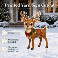 Custom Printed Christmas Reindeer Yard Sign, Cute Holiday Lawn Sign, Festive Deer Cutout, Seasonal Outdoor Decor, Christmas Yard Decor