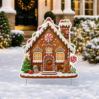 Custom Shaped Gingerbread Christmas Yard Sign, Candy House Lawn Sign, Holiday Lawn Display, Outdoor Decoration, Christmas Yard Decor