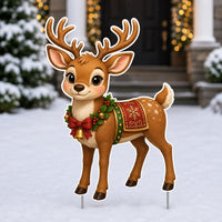 Custom Printed Christmas Reindeer Yard Sign, Cute Holiday Lawn Sign, Festive Deer Cutout, Seasonal Outdoor Decor, Christmas Yard Decor
