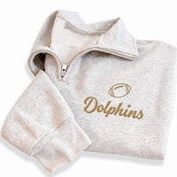 Personalized Team Embroidered Quarter Zip Sweatshirt, Custom School Name Pullover, Football Fan Layer, Game Day Outfit, Gift for Coach