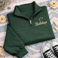Personalized Team Embroidered Quarter Zip Sweatshirt, Custom School Name Pullover, Football Fan Layer, Game Day Outfit, Gift for Coach