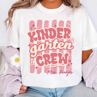Personalized Kindergarten Teacher Shirt, Custom Kinder Garten Crew Tee, Retro Grade Team Tee, Back to School Outfit, Gift for Teacher