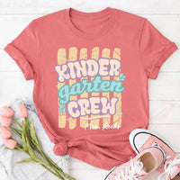Personalized Kindergarten Teacher Shirt, Custom Kinder Garten Crew Tee, Retro Grade Team Tee, Back to School Outfit, Gift for Teacher