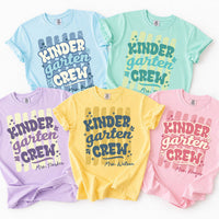 Personalized Kindergarten Teacher Shirt, Custom Kinder Garten Crew Tee, Retro Grade Team Tee, Back to School Outfit, Gift for Teacher