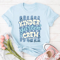 Personalized Kindergarten Teacher Shirt, Custom Kinder Garten Crew Tee, Retro Grade Team Tee, Back to School Outfit, Gift for Teacher