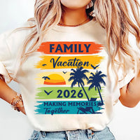 Family Vacation 2026 Shirt, Retro Tropical Beach Trip Tee, Coordinated Group Travel Outfit, Summer Cruise Crew Top, Family Trip Gift