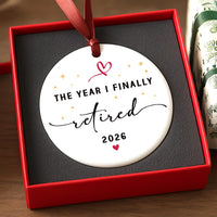 Personalized Retirement Ceramic Ornament, Finally Retired 2026, Retirement Keepsake Ornament, Retiree Milestone Decor, Gift for Retiree