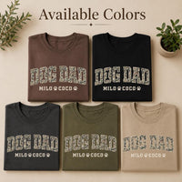 Personalized Pet Dad Shirt with Dog Names, Custom Pet Names Tee, Vintage Varsity Paw Print T-Shirt, Father's Day Outfit, Gift for Dog Dad
