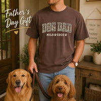 Personalized Pet Dad Shirt with Dog Names, Custom Pet Names Tee, Vintage Varsity Paw Print T-Shirt, Father's Day Outfit, Gift for Dog Dad