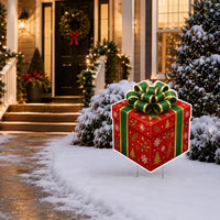 Custom Shaped Christmas Gift Box Yard Sign, Festive Present Lawn Sign, Holiday Lawn Display, Seasonal Outdoor Decor, Christmas Yard Decor