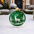 Custom Shaped Christmas Ornament Yard Sign, Green Deer Lawn Sign, Winter Woodland Cutout, Holiday Lawn Display, Christmas Yard Decor