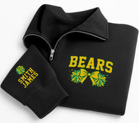 Personalized School Mascot Embroidered Quarter Zip Sweatshirt, Custom Cheer Pullover, Game Day Spirit, Sleeve Name Top, Custom Team Gift