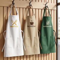 Custom Logo Embroidered Apron, Personalized Canvas Kitchen Apron, Branded Cafe Staff Uniform, Custom Business Apron, Restaurant Gift