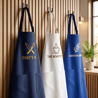 Custom Logo Embroidered Apron, Personalized Canvas Kitchen Apron, Branded Cafe Staff Uniform, Custom Business Apron, Restaurant Gift